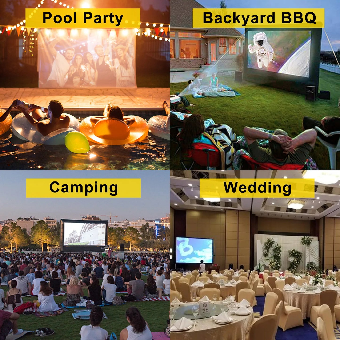VEVOR 20FT Inflatable Movie Projector Screen With Washable Air Blower 16:9 Home Cinema Camping Wedding Outdoor Use free shipping